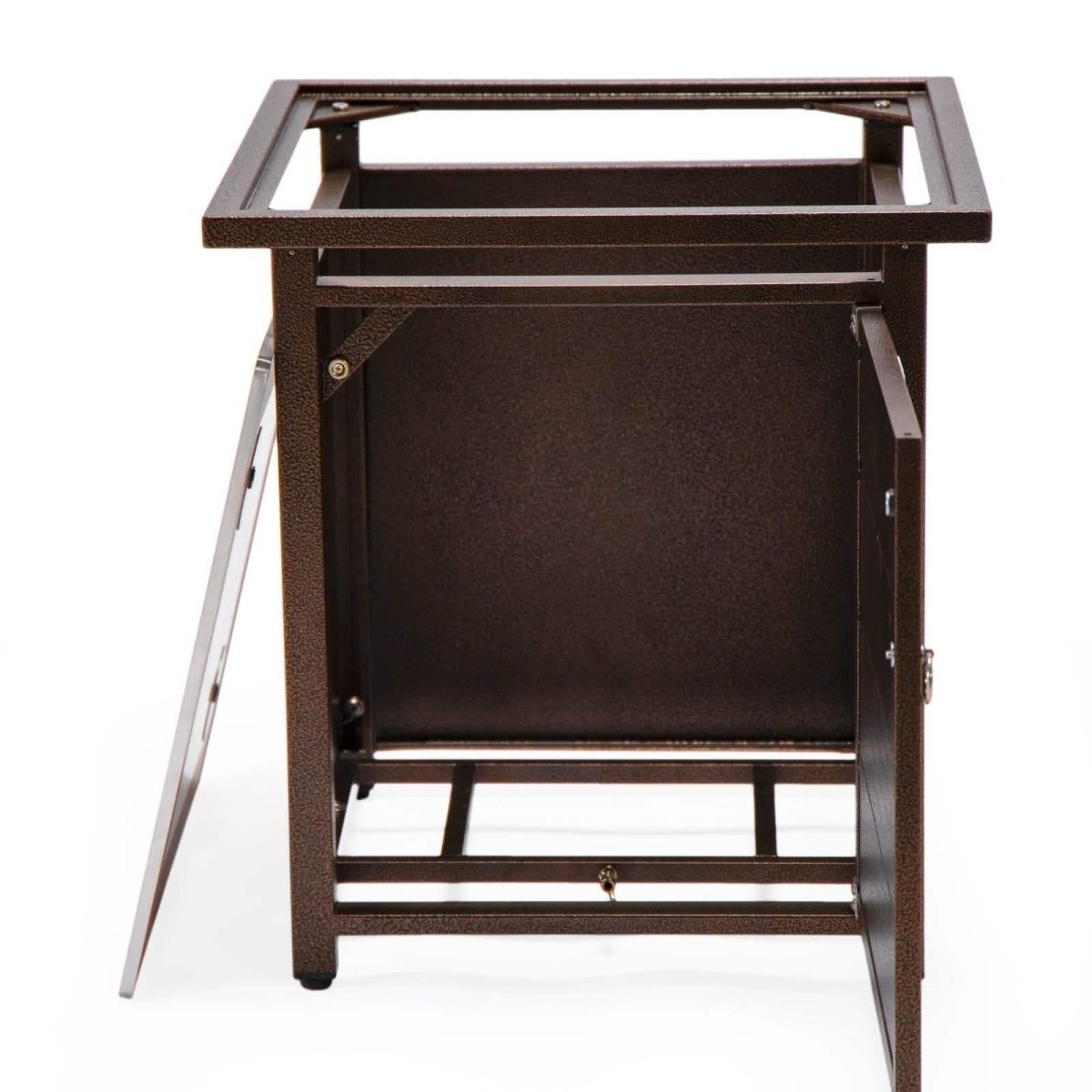 Walbrooke Outdoor Patio Square Fire Pit and Tank Holder with Slats Design White Fire Pits Leisuremod