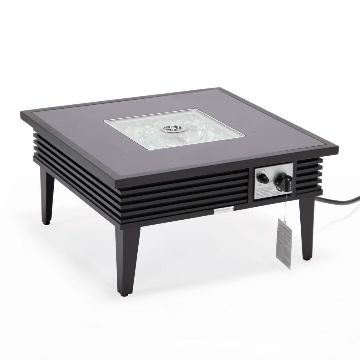 Walbrooke Outdoor Patio Square Fire Pit and Tank Holder with Slats Design White Fire Pits Leisuremod