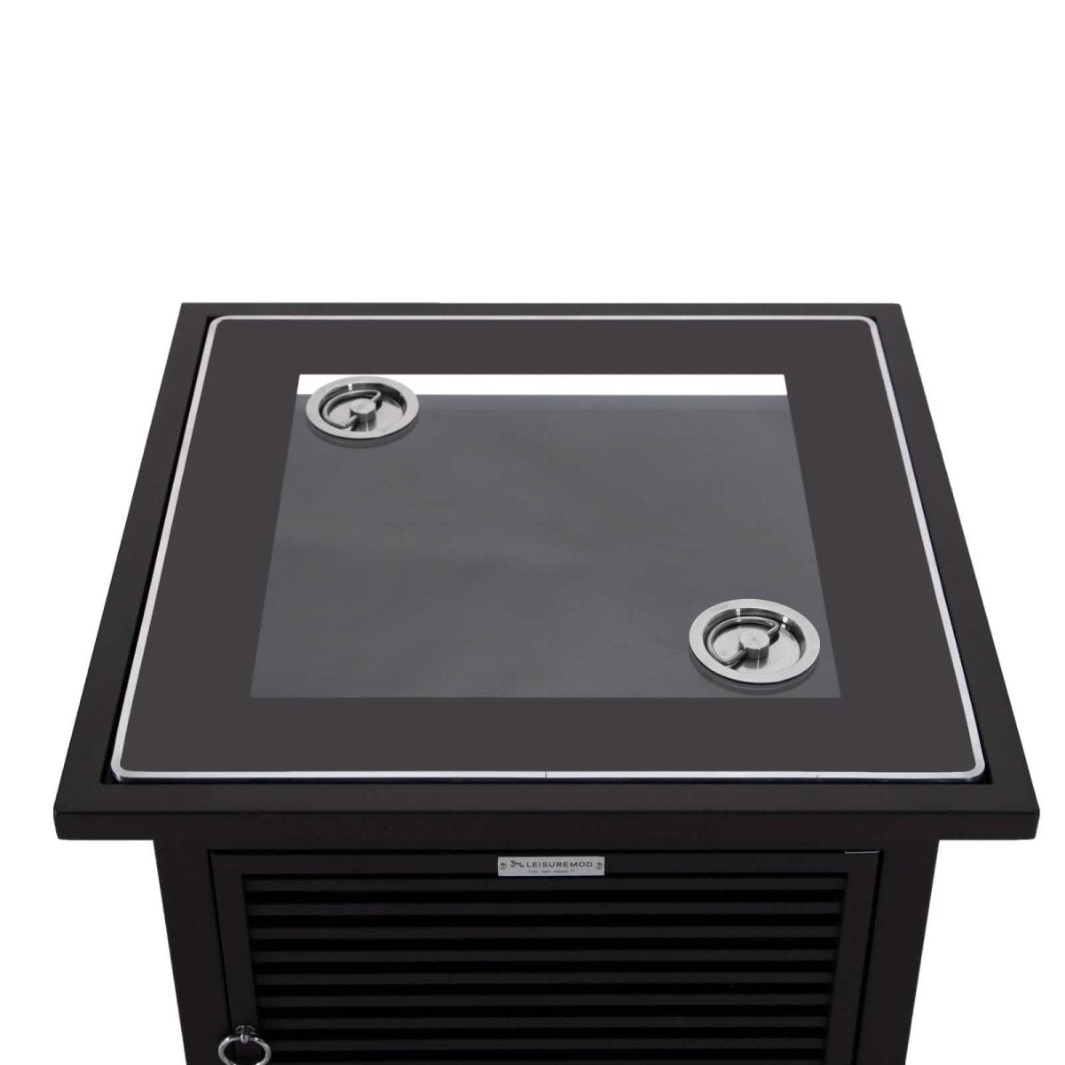 Walbrooke Outdoor Patio Square Fire Pit and Tank Holder with Slats Design White Fire Pits Leisuremod