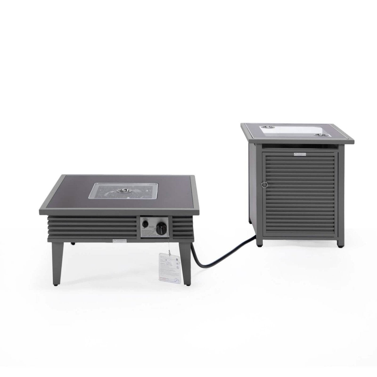 Walbrooke Outdoor Patio Square Fire Pit and Tank Holder with Slats Design White Fire Pits Leisuremod