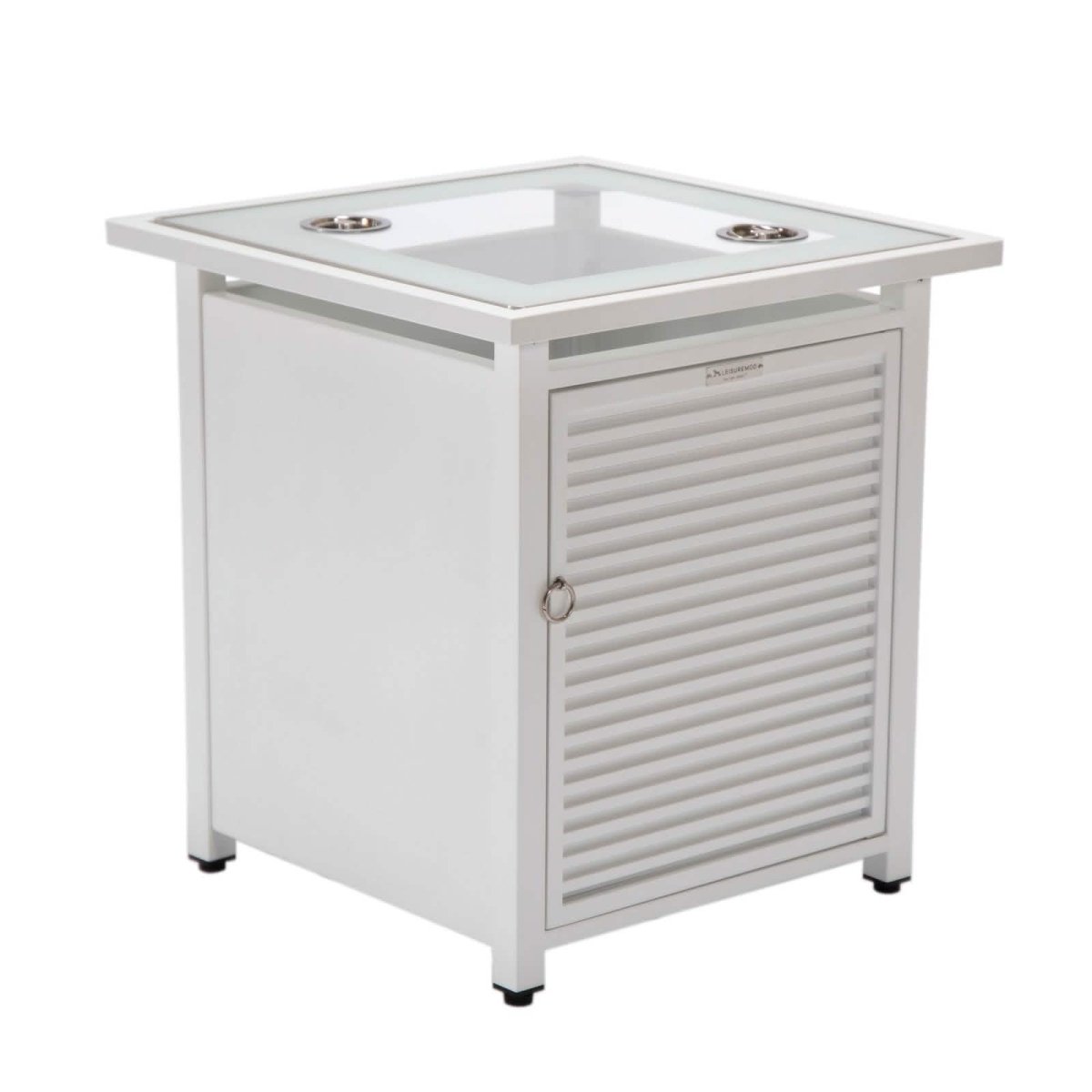 Walbrooke Outdoor Patio Square Fire Pit and Tank Holder with Slats Design White Fire Pits Leisuremod