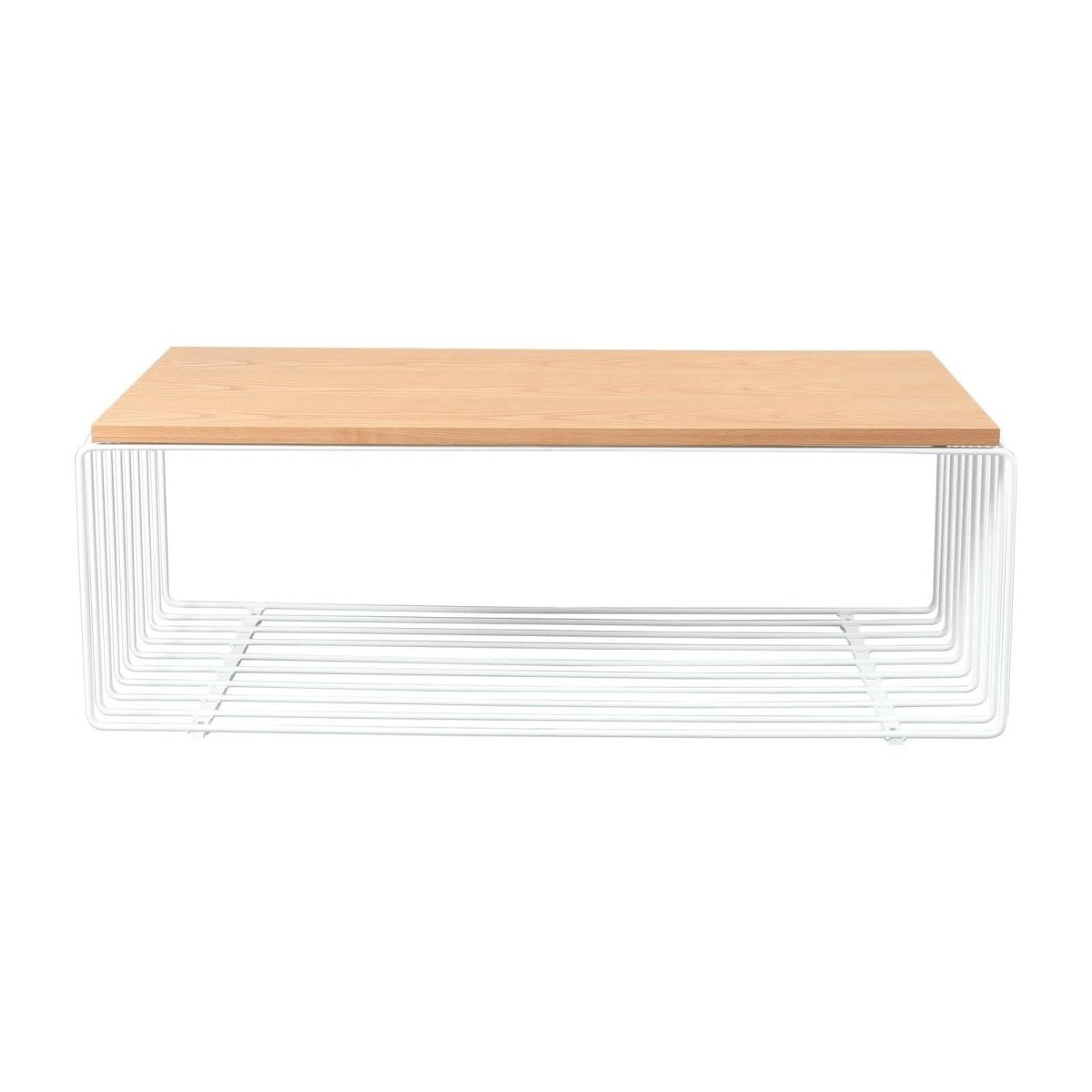 Walden Rectangular Coffee Table with Ash Wood Tabletop in Black Steel Frame