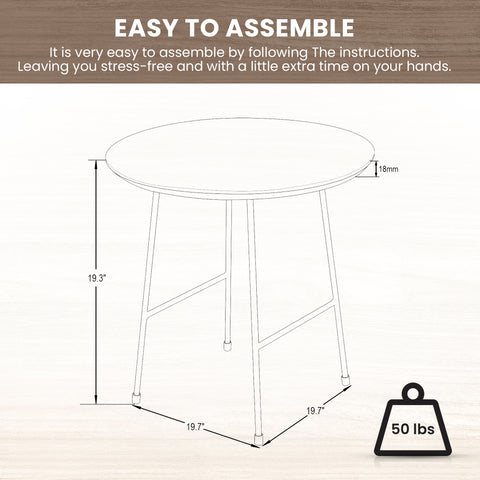 Rossmore Round Side Table with MDF Wood Tabletop in White Steel