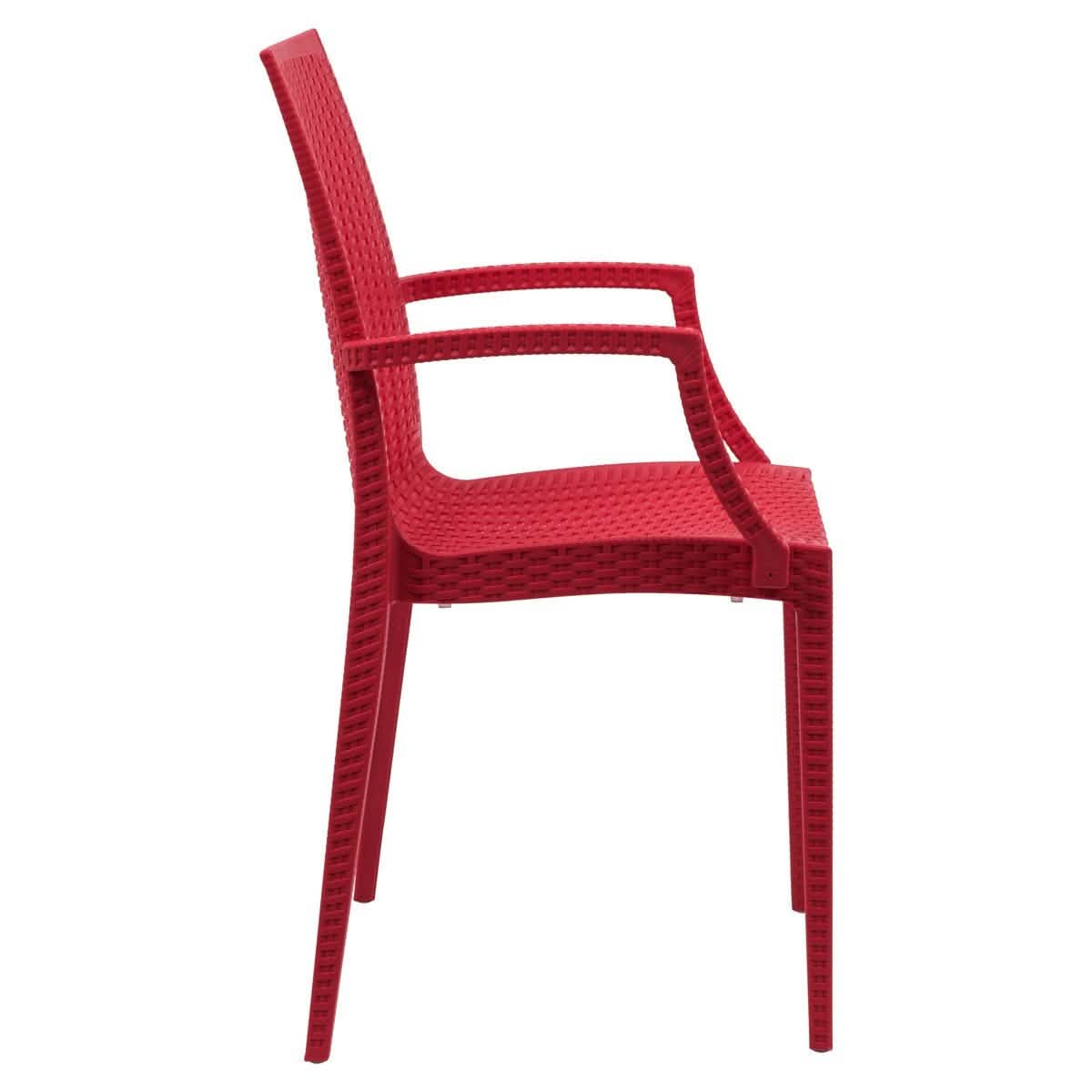 Weave Mace Indoor/Outdoor Chair (With Arms) White Leisuremod