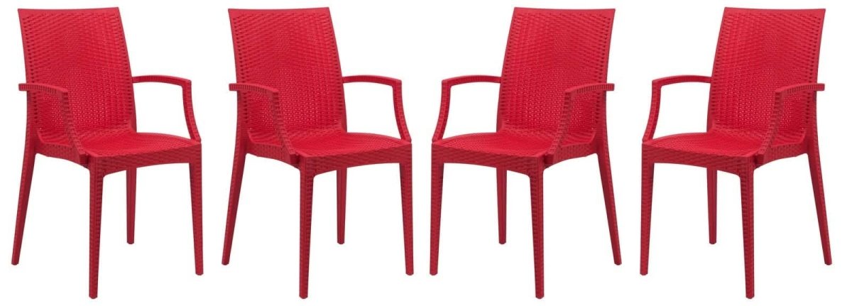 Weave Mace Indoor/Outdoor Chair (With Arms) White Leisuremod