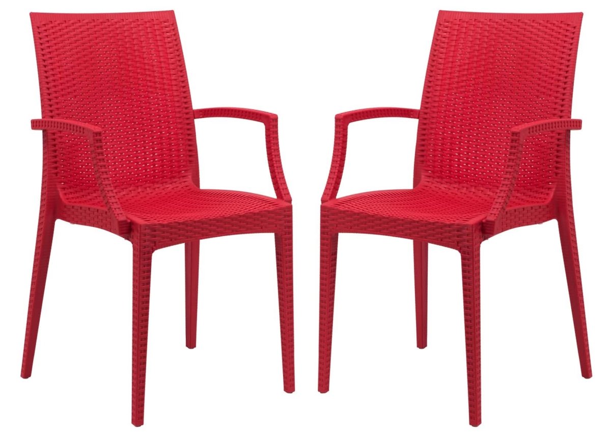 Weave Mace Indoor/Outdoor Chair (With Arms) White Leisuremod