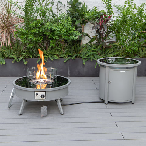 Walbrooke Aluminum Patio Conversation With Fire Pit Table & Tank Holder