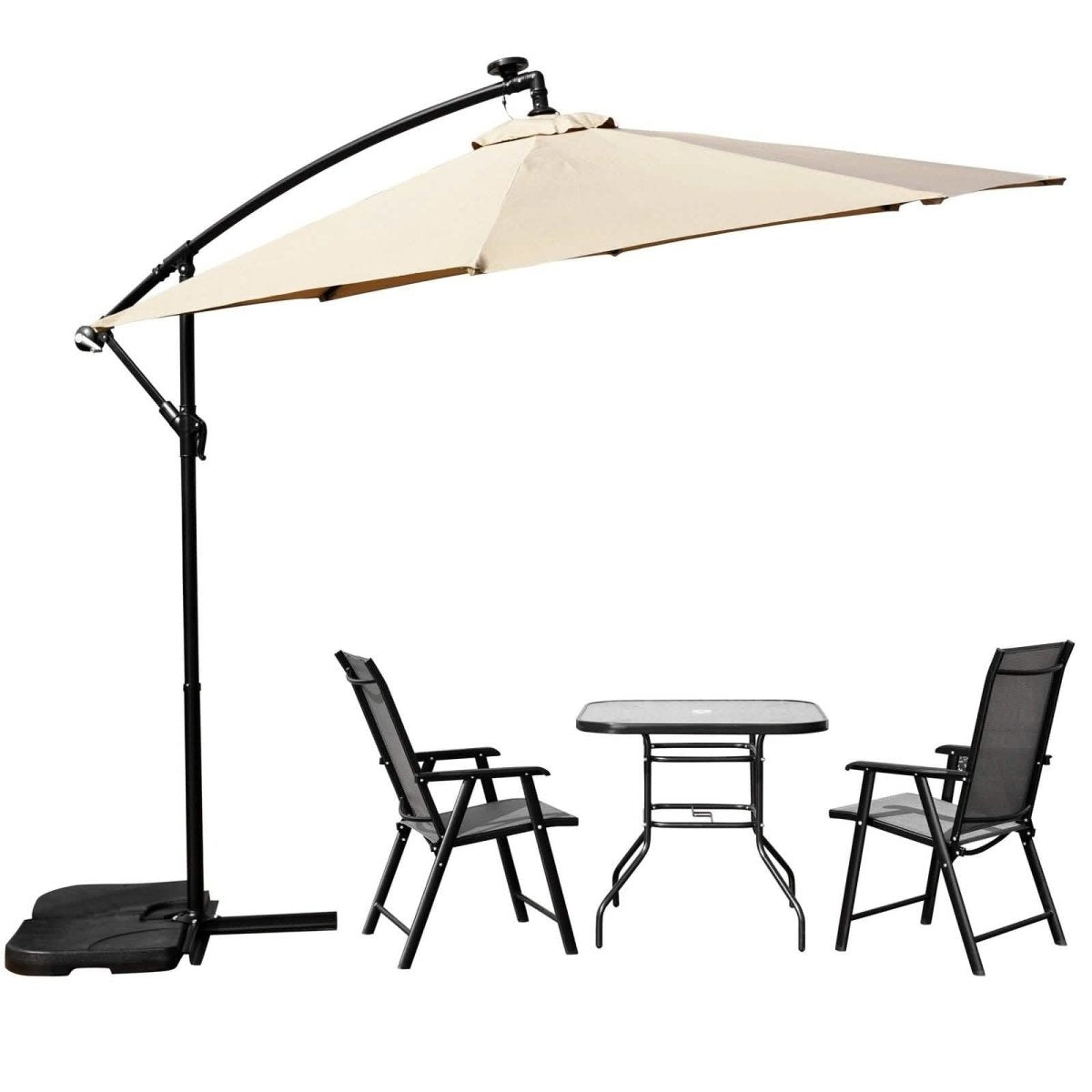 Willry Modern Outdoor 10 Ft Offset Cantilever Hanging Patio Umbrella With Solar Powered LED