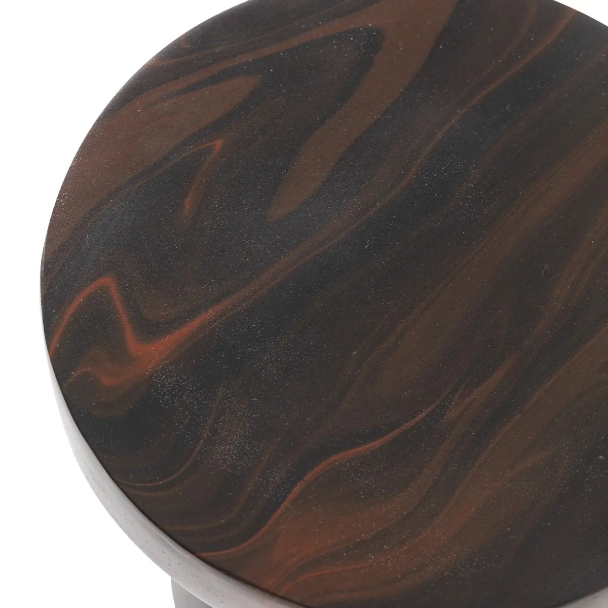 Wisp 16" Modern Wide Round Fiberstone Hourglass Design Side Table - Stylish Accent End Table