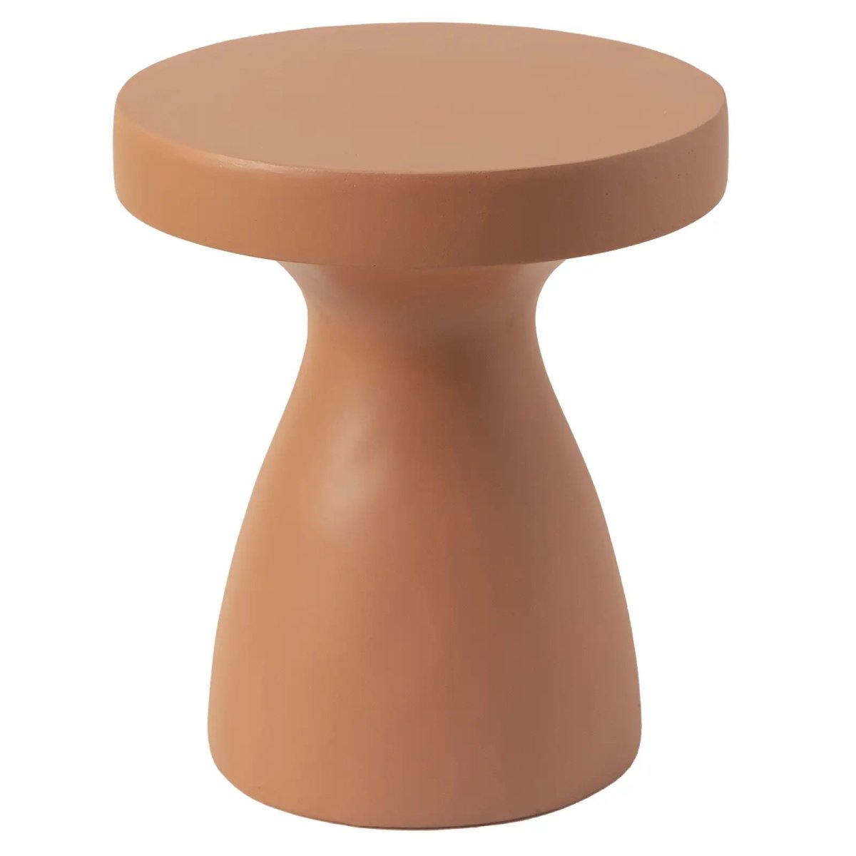 Wisp 16" Modern Wide Round Fiberstone Hourglass Design Side Table - Stylish Accent End Table