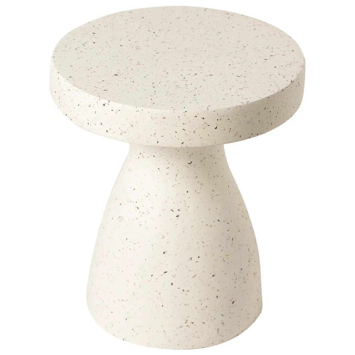 Wisp 16" Modern Wide Round Fiberstone Hourglass Design Side Table - Stylish Accent End Table