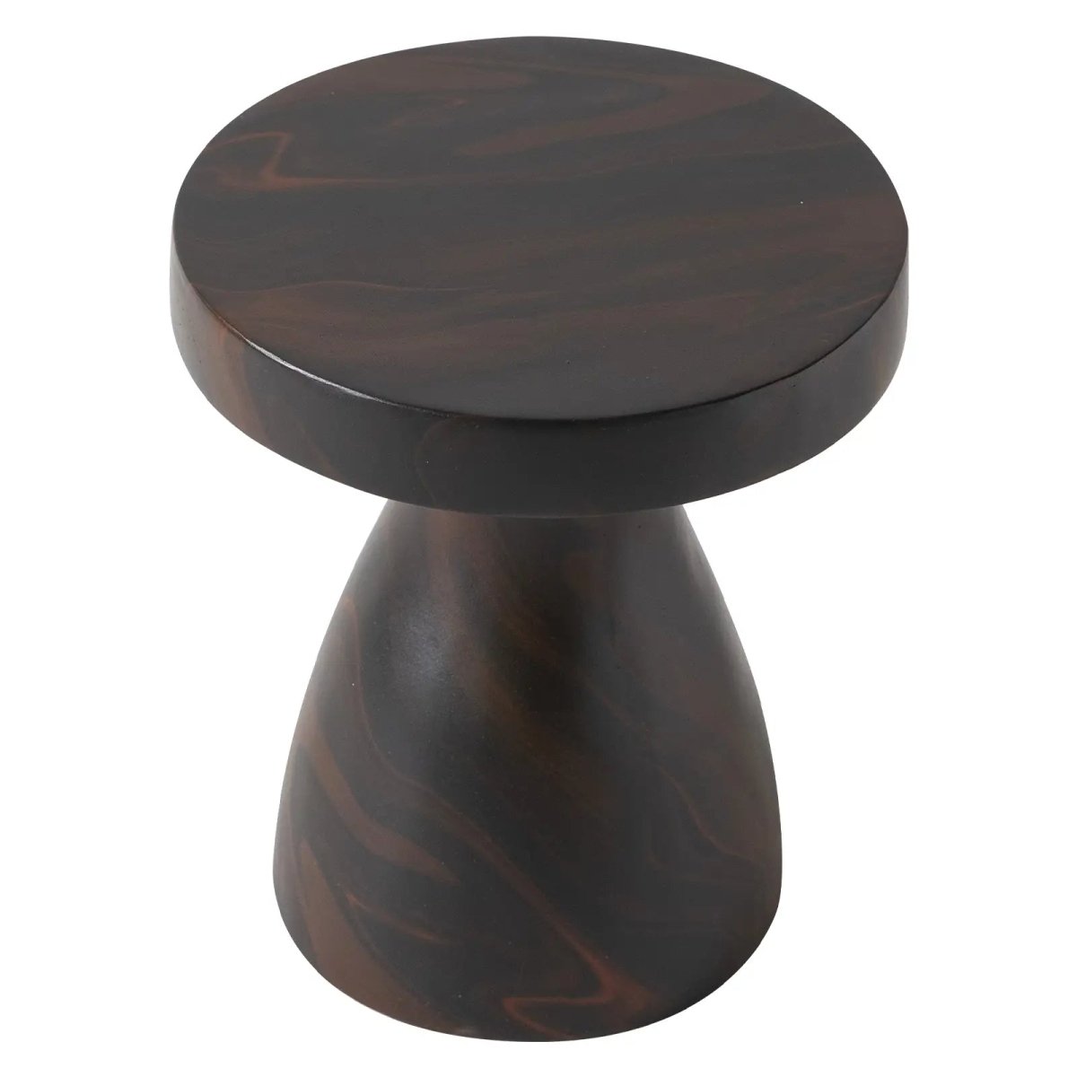 Wisp 16" Modern Wide Round Fiberstone Hourglass Design Side Table - Stylish Accent End Table