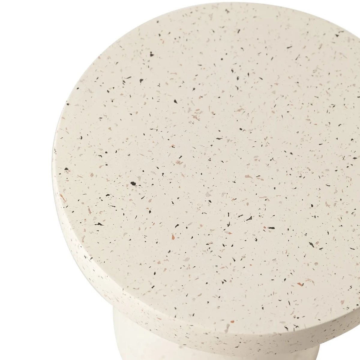 Wisp 16" Modern Wide Round Fiberstone Hourglass Design Side Table - Stylish Accent End Table