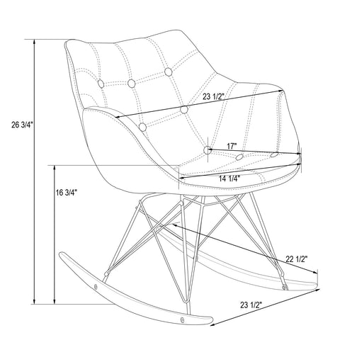Willow Modern Petite Twill Upholstered Fabric/Velvet with Eiffel Base Rocking Chair