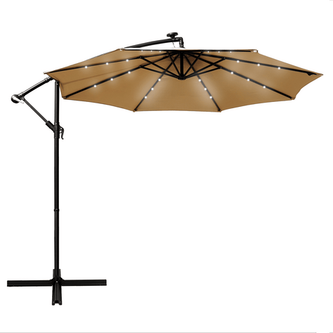 Willry Modern Outdoor 10 Ft Offset Cantilever Hanging Patio Umbrella With Solar Powered LED