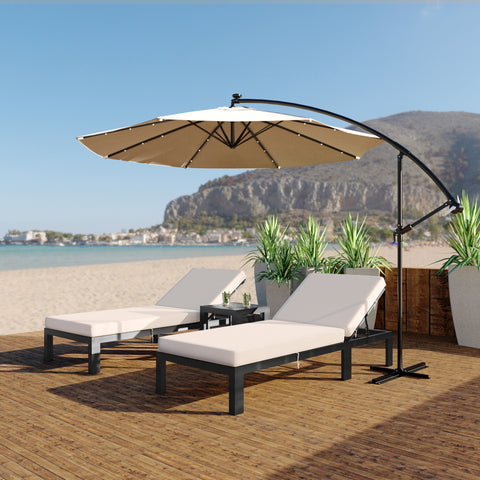 Willry Modern Outdoor 10 Ft Offset Cantilever Hanging Patio Umbrella With Solar Powered LED