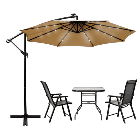 Willry Modern Outdoor 10 Ft Offset Cantilever Hanging Patio Umbrella With Solar Powered LED