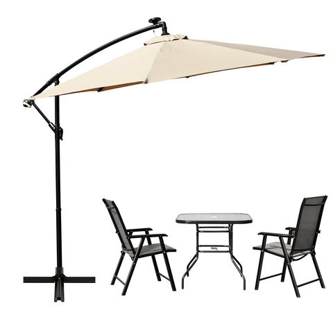 Willry Modern Outdoor 10 Ft Offset Cantilever Hanging Patio Umbrella With Solar Powered LED