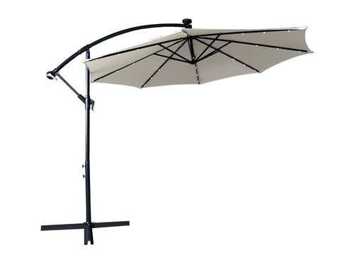 Willry Modern Outdoor 10 Ft Offset Cantilever Hanging Patio Umbrella With Solar Powered LED