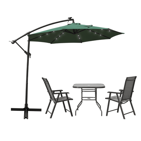 Willry Modern Outdoor 10 Ft Offset Cantilever Hanging Patio Umbrella With Solar Powered LED