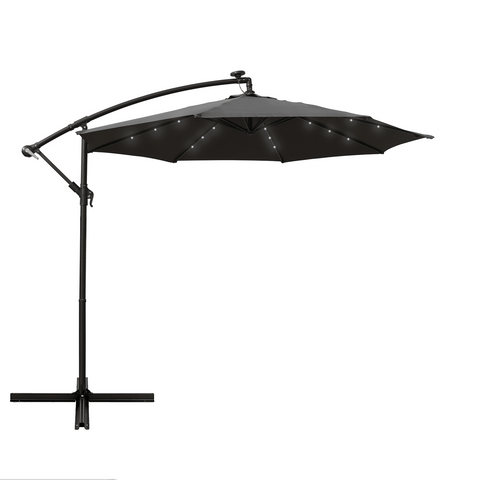 Willry Modern Outdoor 10 Ft Offset Cantilever Hanging Patio Umbrella With Solar Powered LED