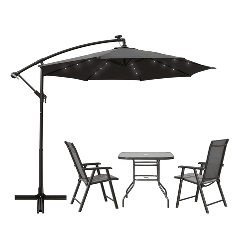 Willry Modern Outdoor 10 Ft Offset Cantilever Hanging Patio Umbrella With Solar Powered LED