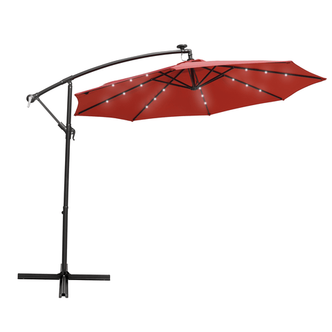 Willry Modern Outdoor 10 Ft Offset Cantilever Hanging Patio Umbrella With Solar Powered LED