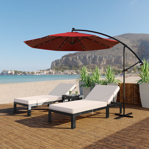 Willry Modern Outdoor 10 Ft Offset Cantilever Hanging Patio Umbrella With Solar Powered LED