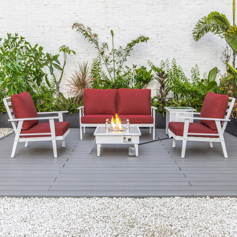 Walbrooke Aluminum Patio Conversation With Fire Pit Table & Tank Holder