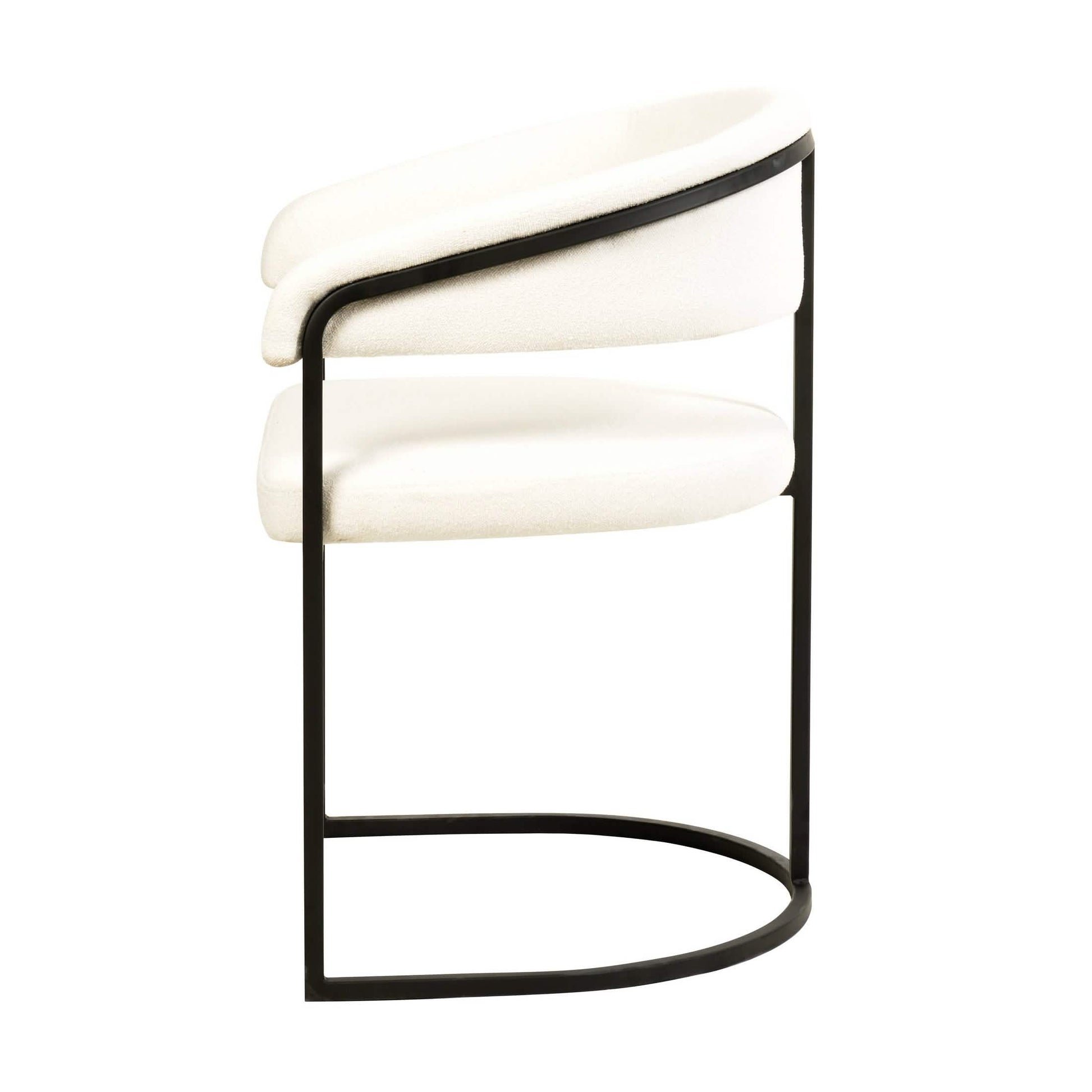 Aero Modern Upholstered Dining Chair with Padded Seat and Powder-Coated Iron Frame White Boucle Dining Chair Your Vendor Name