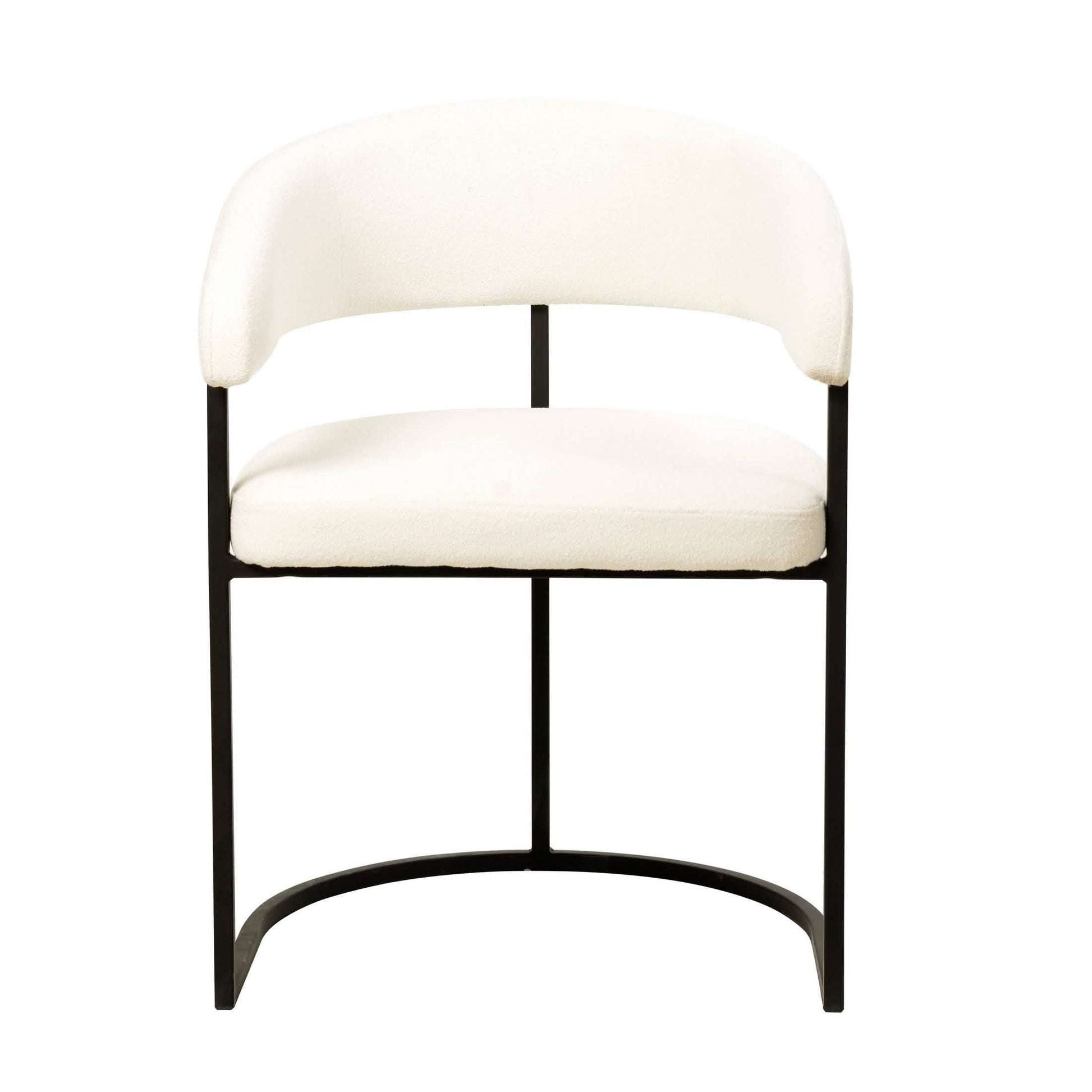 Aero Modern Upholstered Dining Chair with Padded Seat and Powder-Coated Iron Frame White Boucle Dining Chair Your Vendor Name