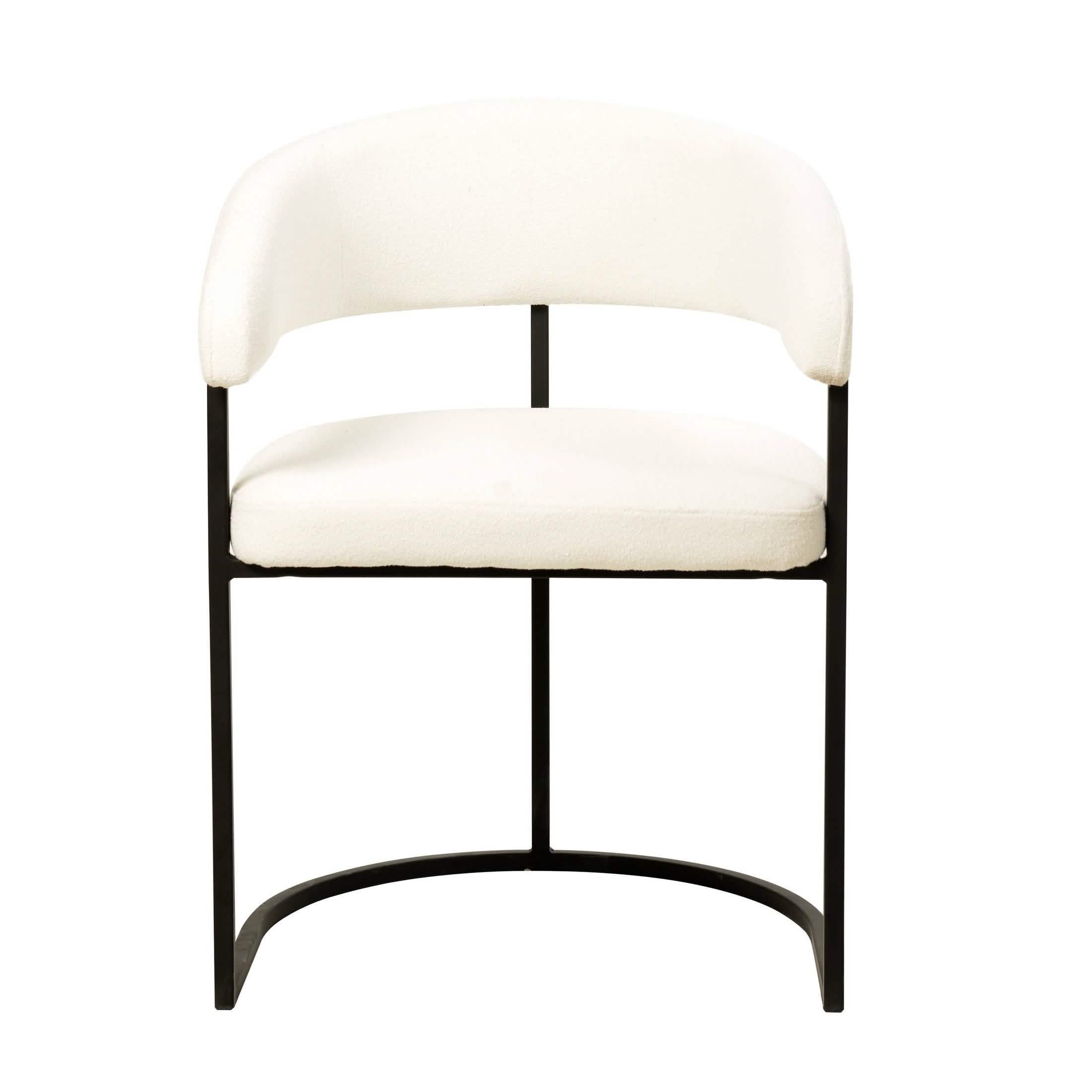 Aero Modern Upholstered Dining Chair with Padded Seat and Powder-Coated Iron Frame White Boucle Dining Chair Your Vendor Name