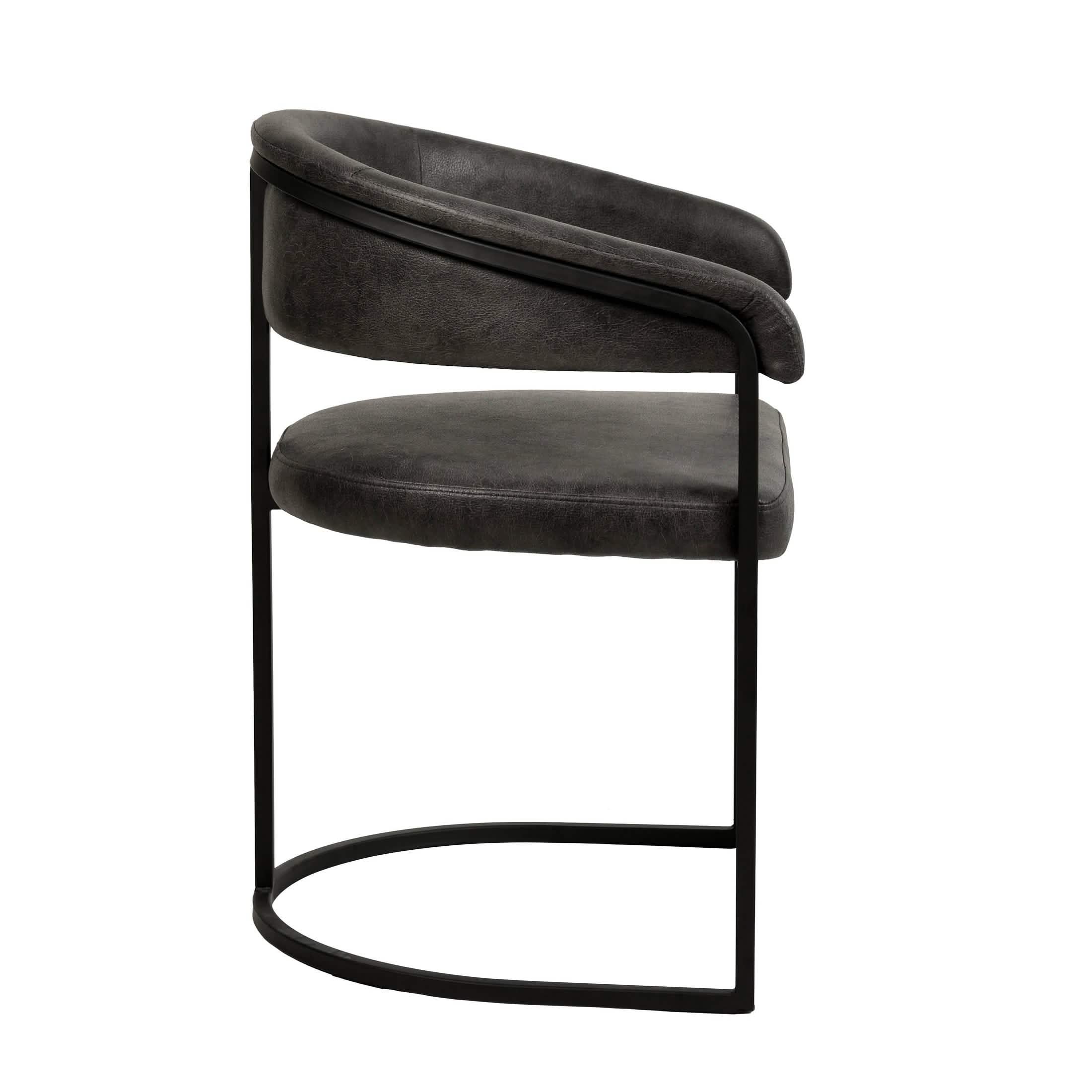 Aero Modern Upholstered Dining Chair with Padded Seat and Powder-Coated Iron Frame Charcoal Leather Dining Chair Your Vendor Name