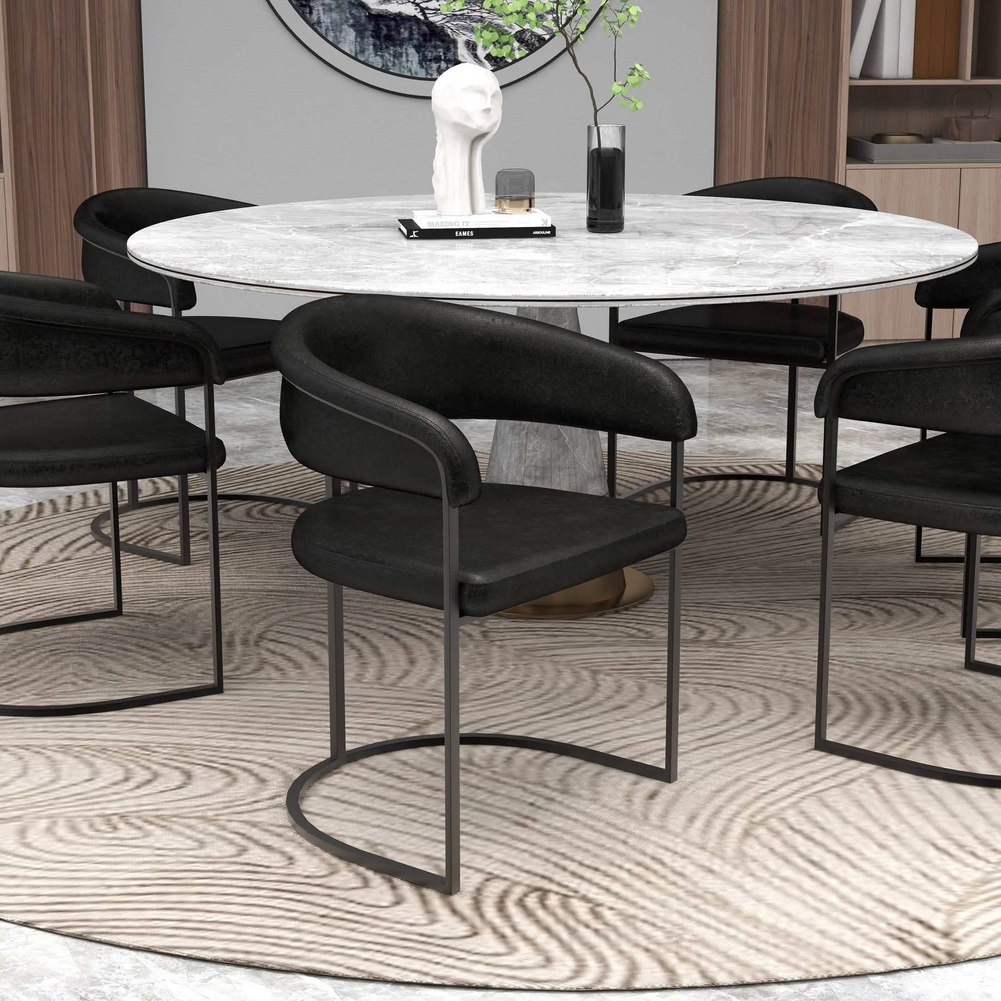 Aero Modern Upholstered Dining Chair with Padded Seat and Powder-Coated Iron Frame Charcoal Leather Dining Chair Your Vendor Name