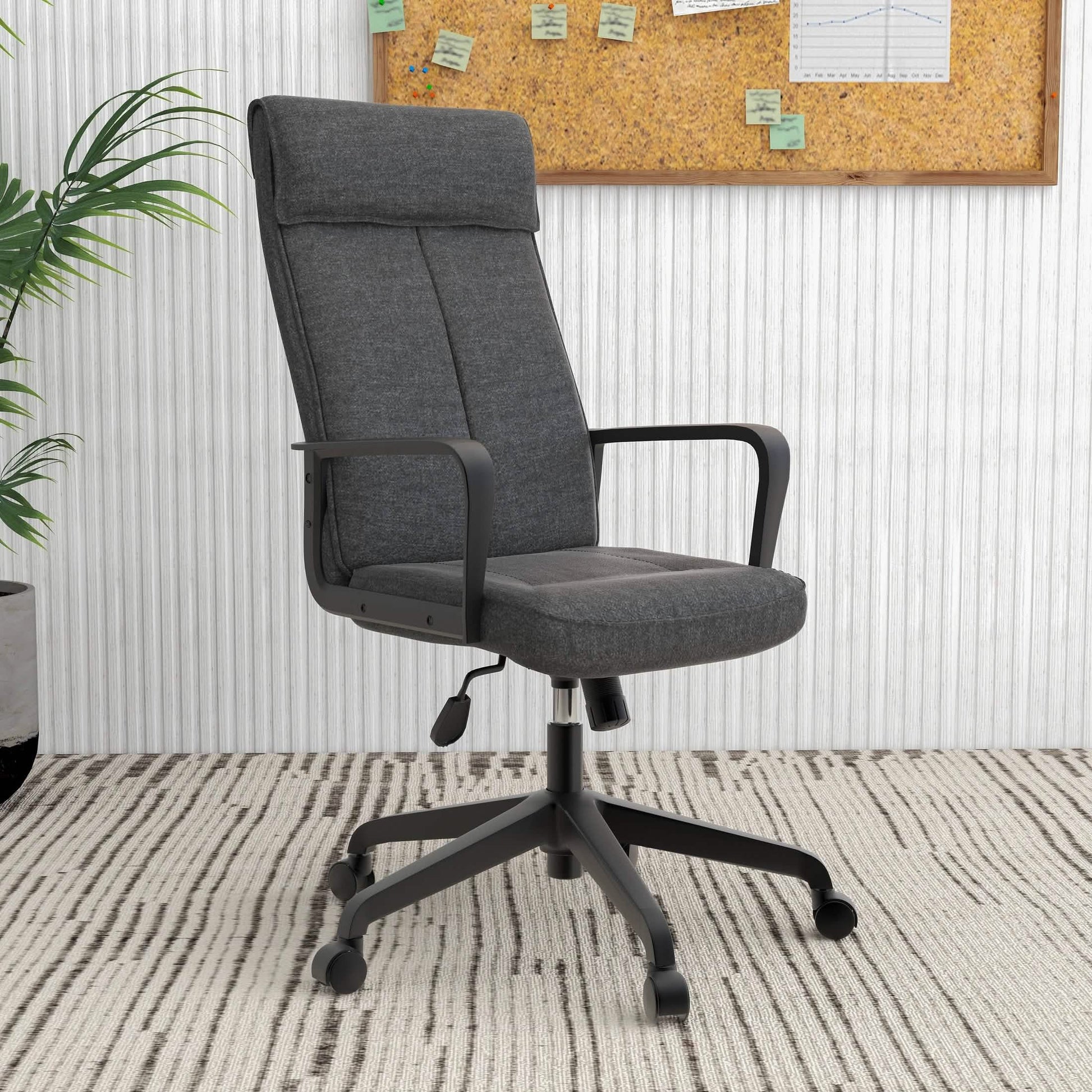 Aiaria Ergonomic High-Back Leather Office Chair with Adjustable Height, Swivel, Tilt, and Double Wheel Casters Charcoal Office Chair Your Vendor Name