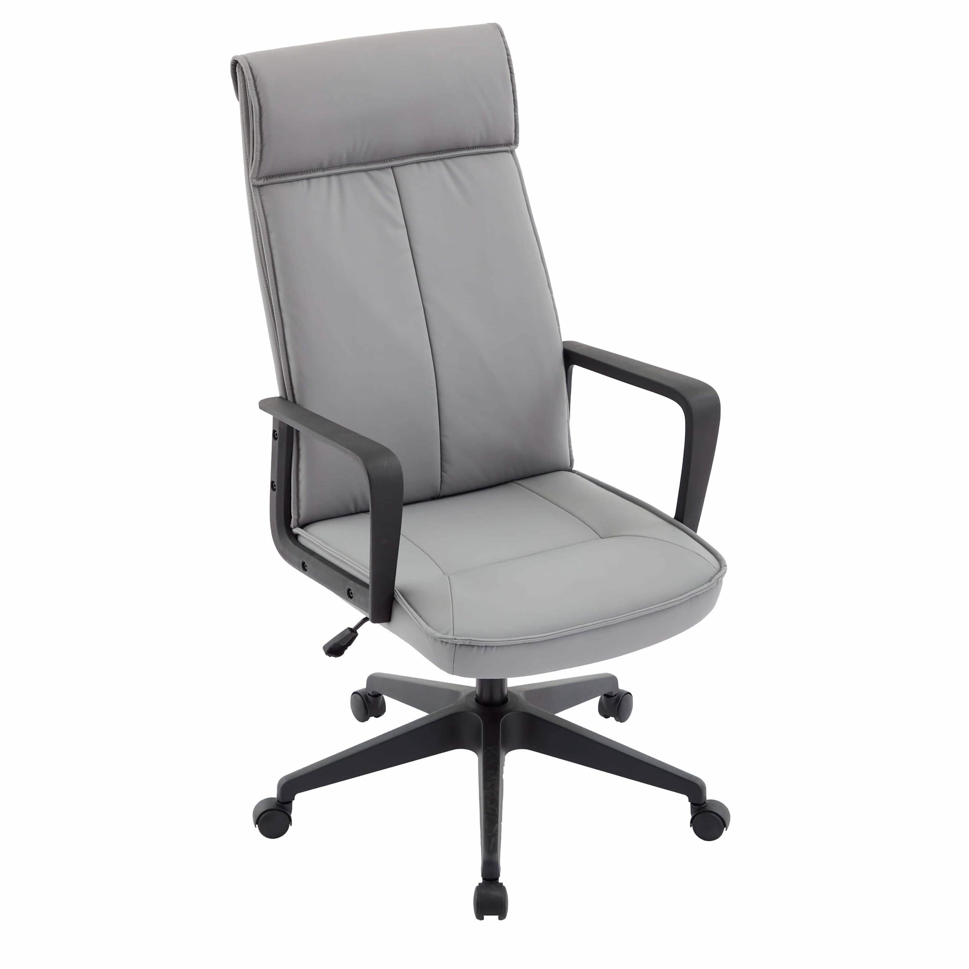 Aiaria Ergonomic High-Back Leather Office Chair with Adjustable Height, Swivel, Tilt, and Double Wheel Casters Grey Office Chair Your Vendor Name