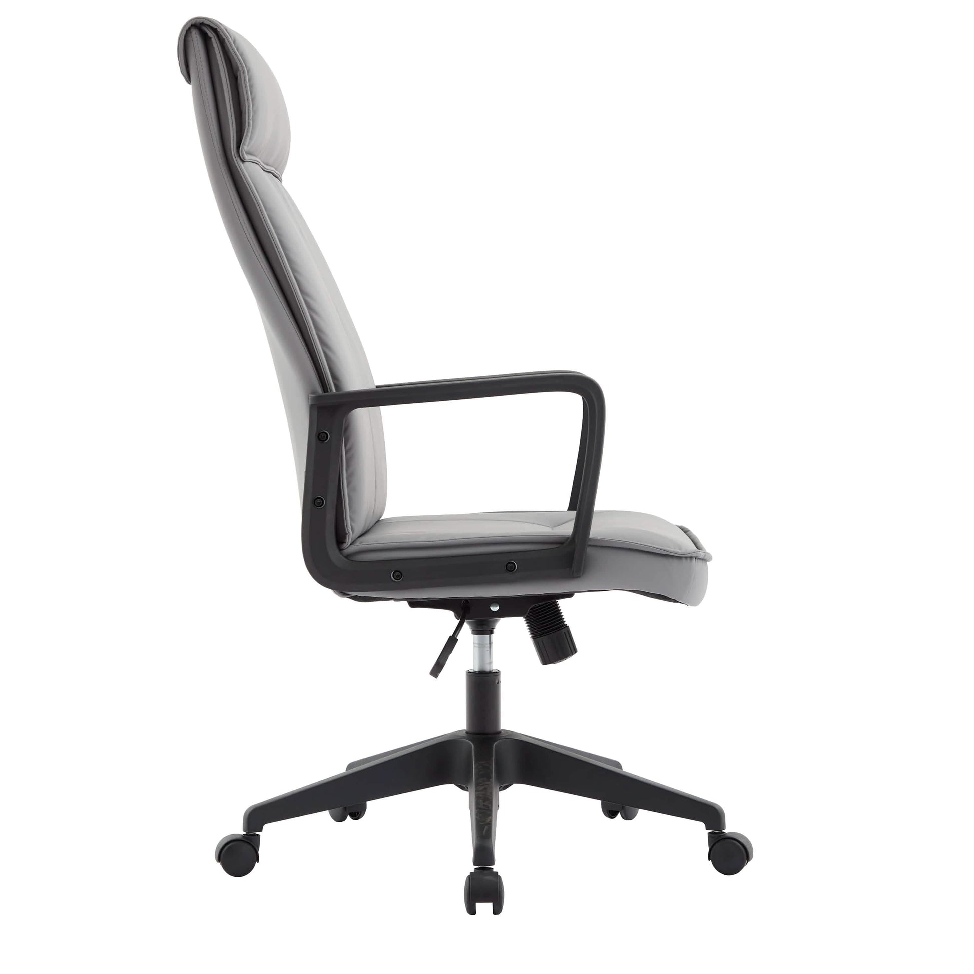 Aiaria Ergonomic High-Back Leather Office Chair with Adjustable Height, Swivel, Tilt, and Double Wheel Casters Grey Office Chair Your Vendor Name