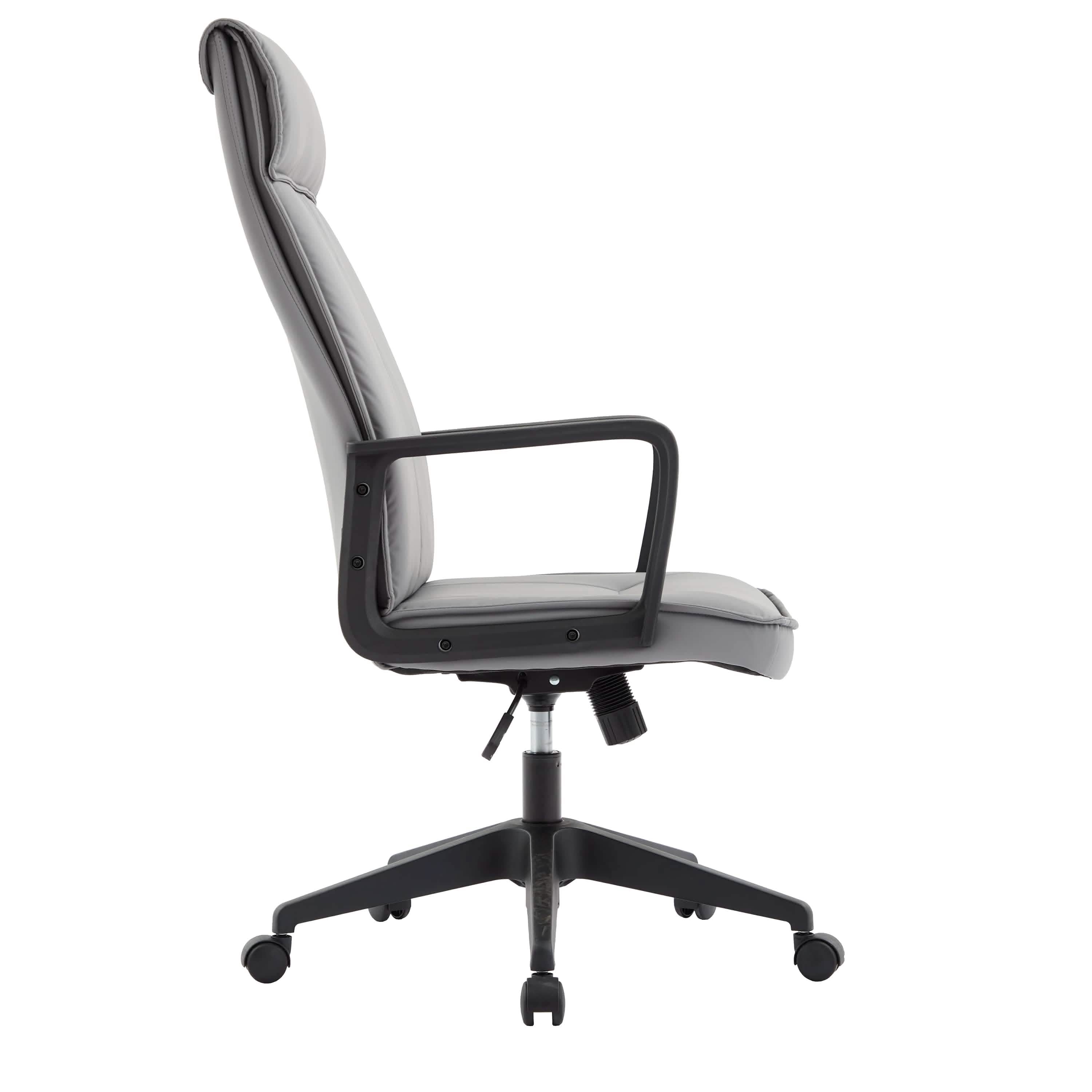 Aiaria Ergonomic High-Back Leather Office Chair with Adjustable Height, Swivel, Tilt, and Double Wheel Casters Grey Office Chair Your Vendor Name