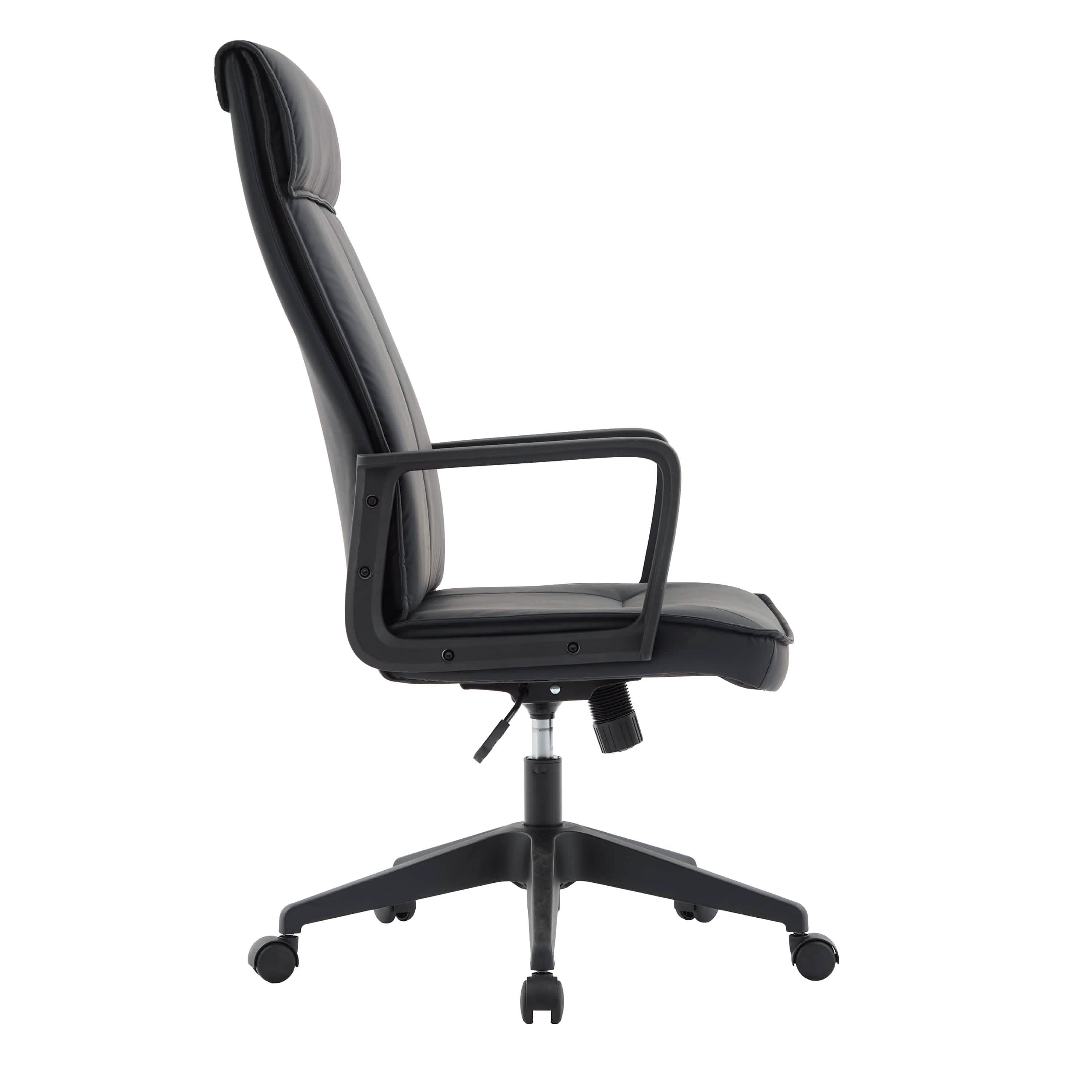 Aiaria Ergonomic High-Back Leather Office Chair with Adjustable Height, Swivel, Tilt, and Double Wheel Casters Black Office Chair Your Vendor Name