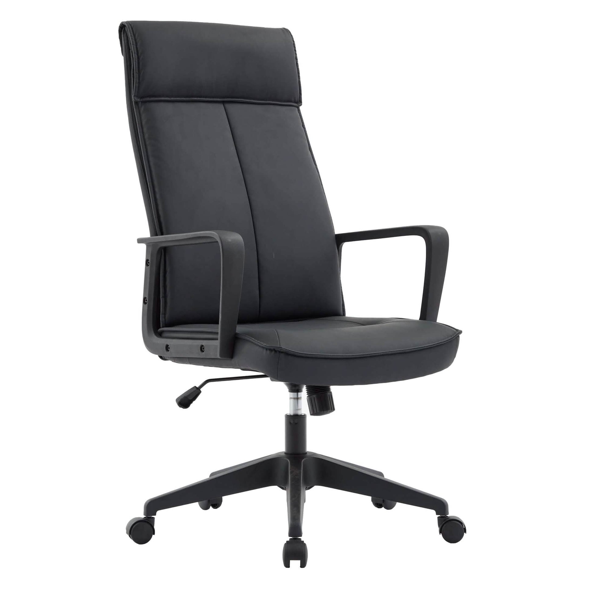 Aiaria Ergonomic High-Back Leather Office Chair with Adjustable Height, Swivel, Tilt, and Double Wheel Casters Black Office Chair Your Vendor Name