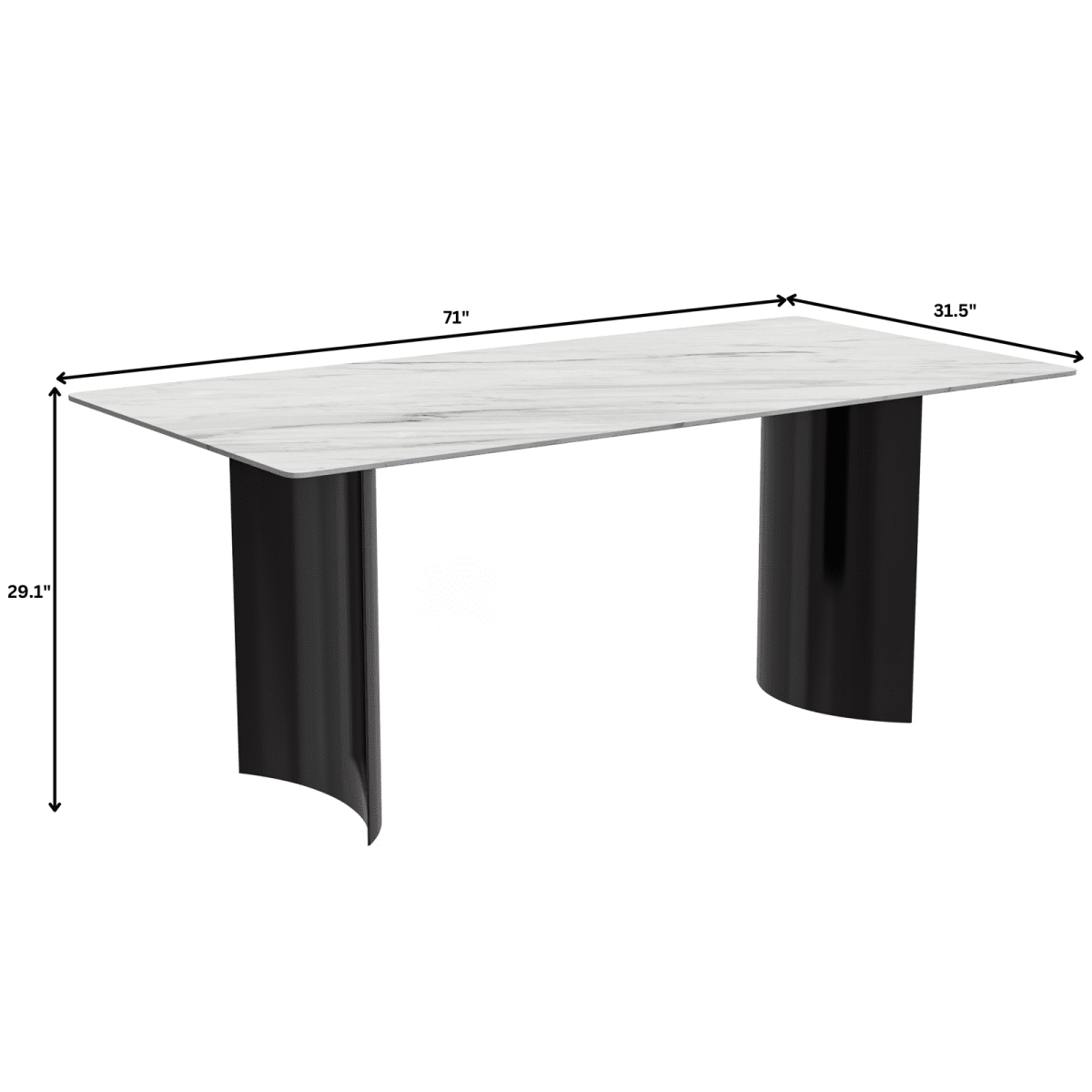 Zara Rectangular Dining Table with Glass/Sintered Stone Top and Stainless Steel Base