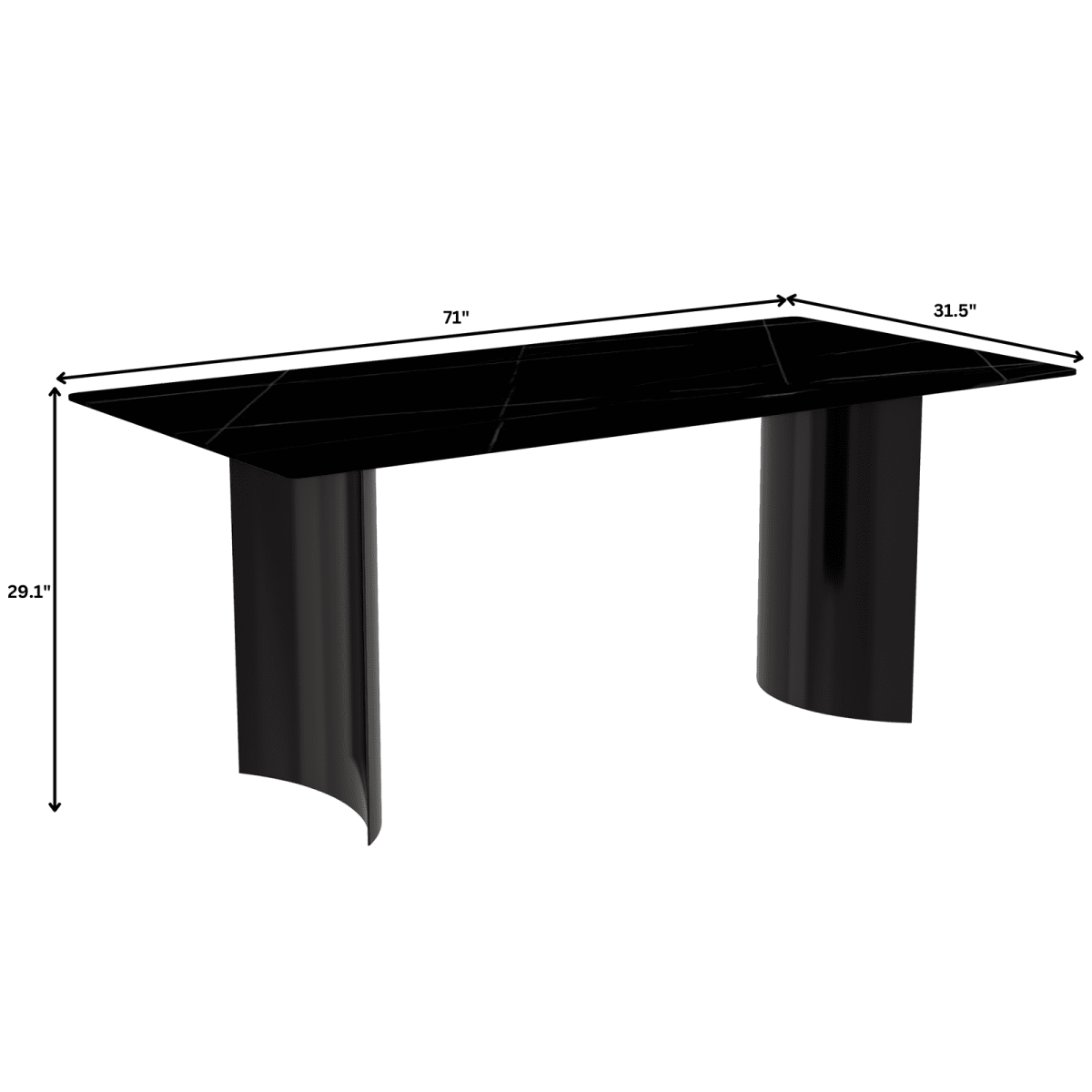 Zara Rectangular Dining Table with Glass/Sintered Stone Top and Stainless Steel Base