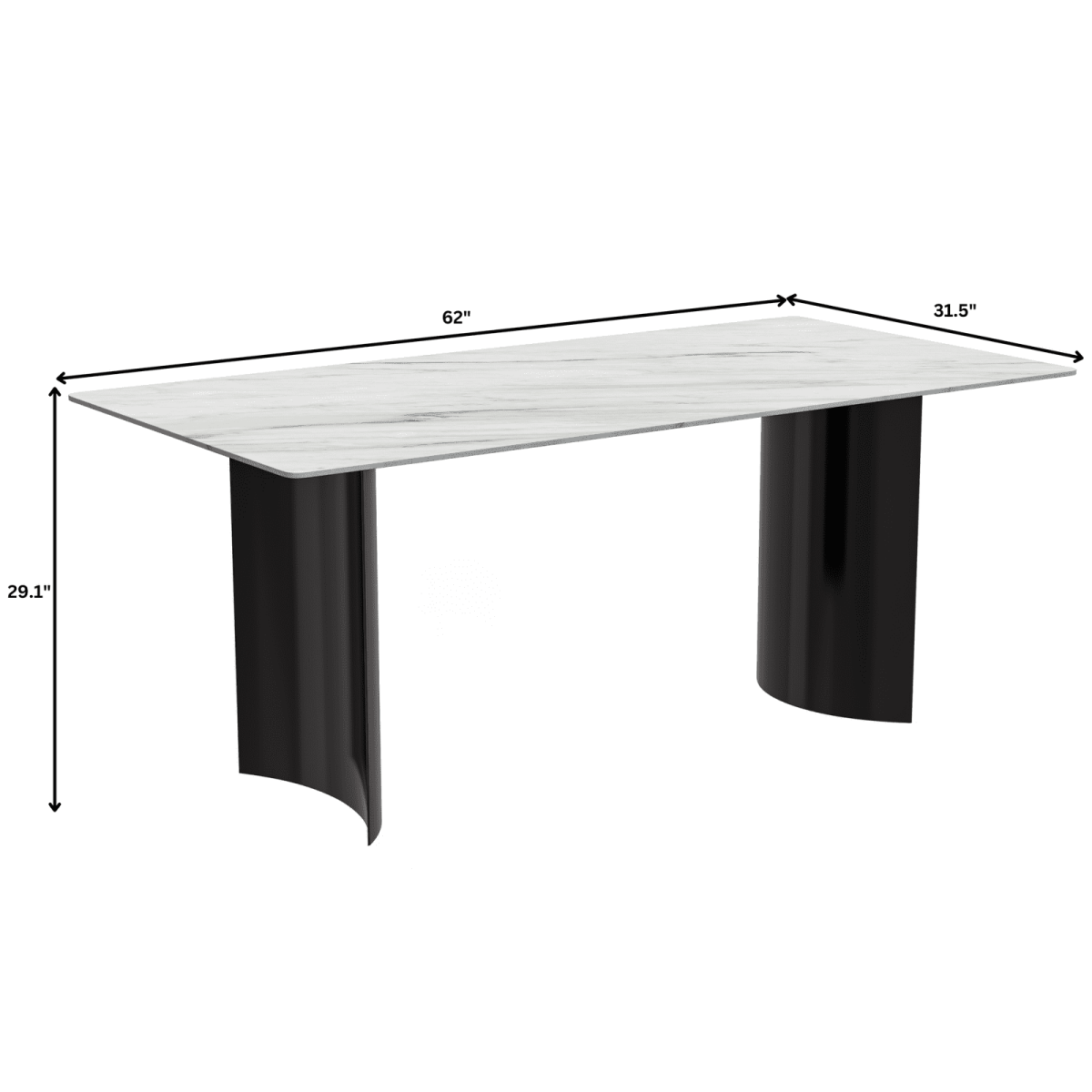Zara Rectangular Dining Table with Glass/Sintered Stone Top and Stainless Steel Base