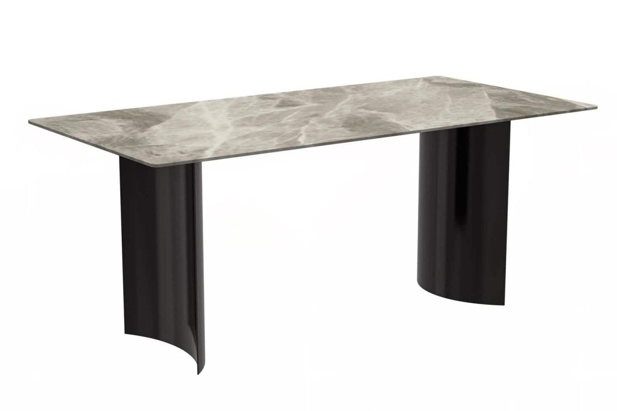 Zara Rectangular Dining Table with Glass/Sintered Stone Top and Stainless Steel Base