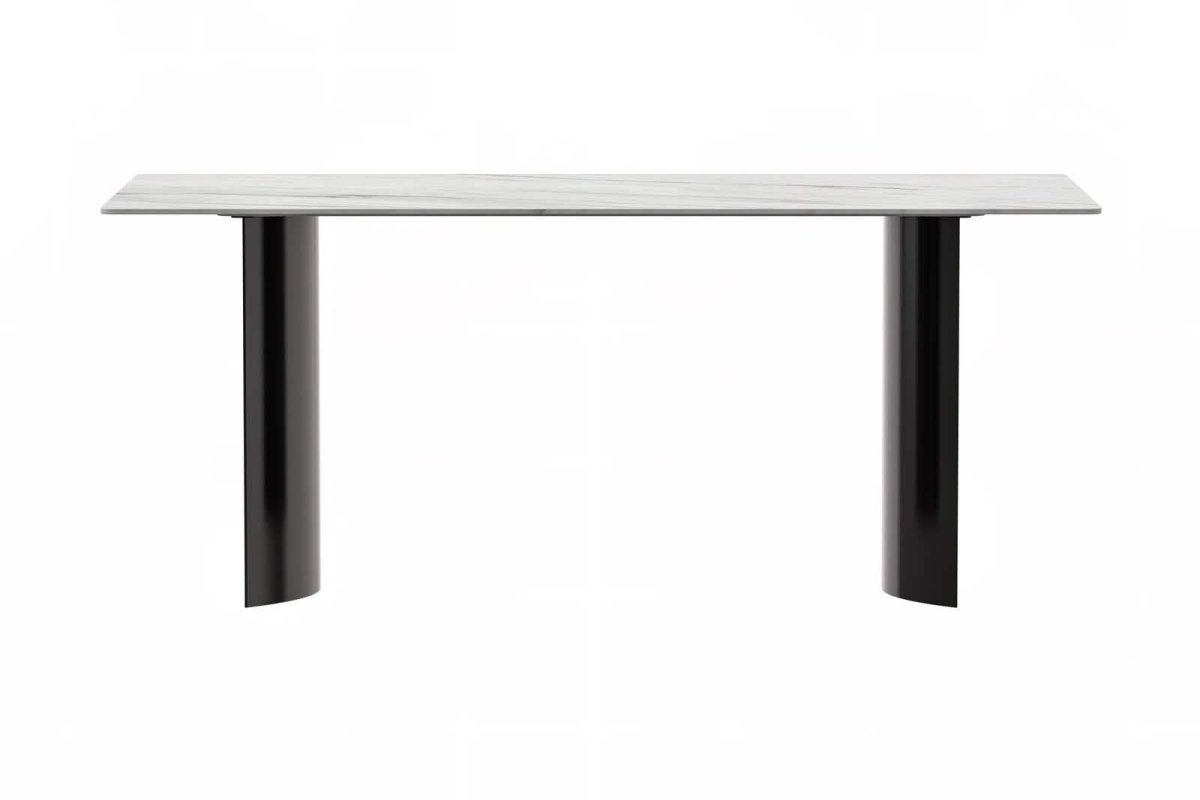 Zara Rectangular Dining Table with Glass/Sintered Stone Top and Stainless Steel Base