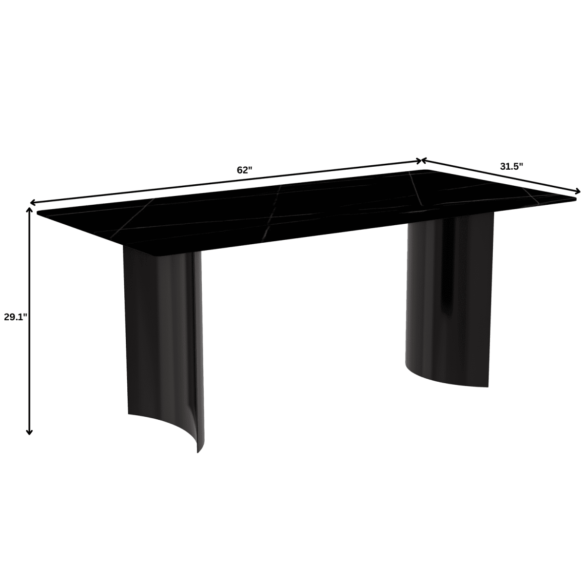 Zara Rectangular Dining Table with Glass/Sintered Stone Top and Stainless Steel Base