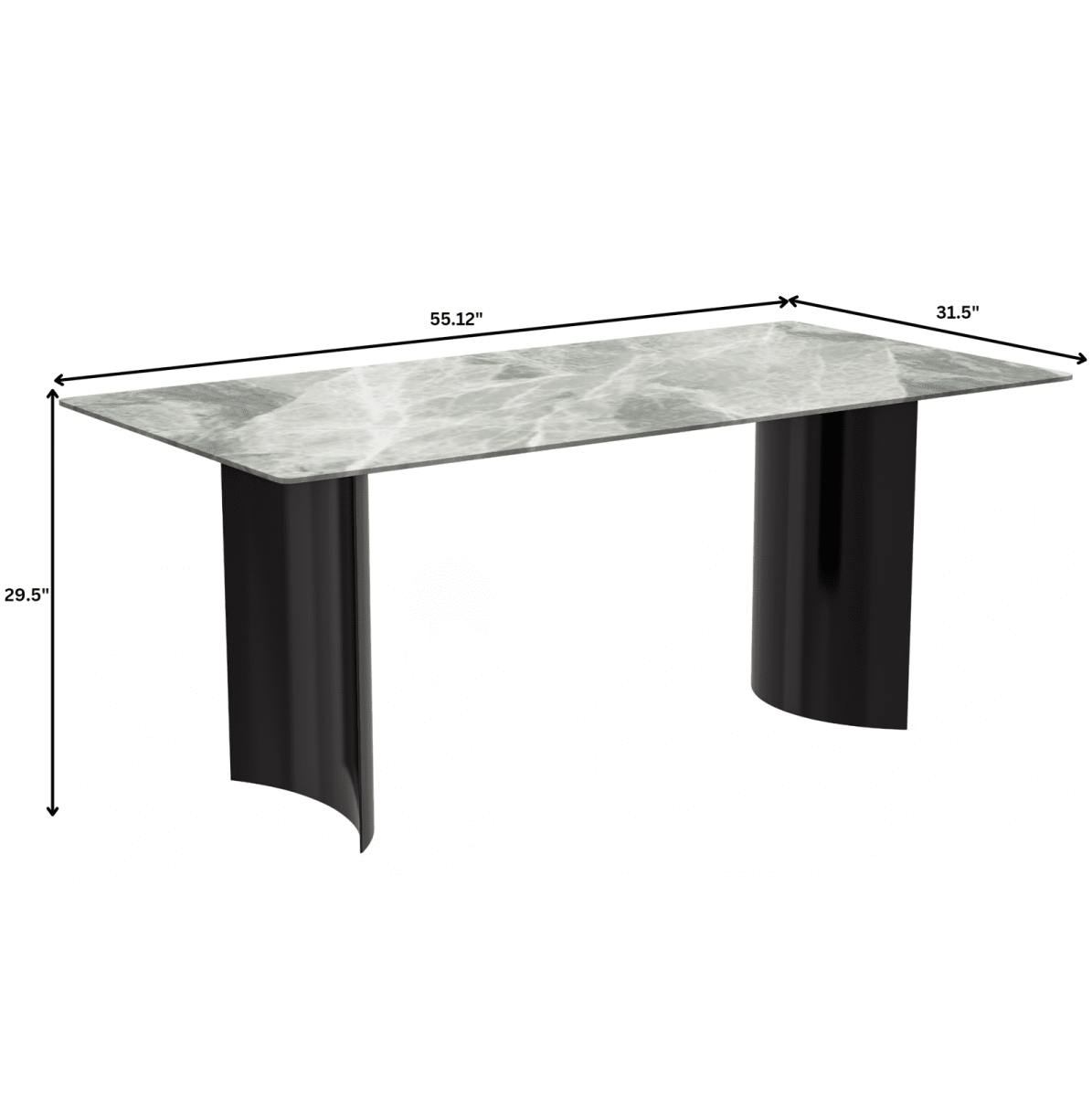 Zara Rectangular Dining Table with Glass/Sintered Stone Top and Stainless Steel Base