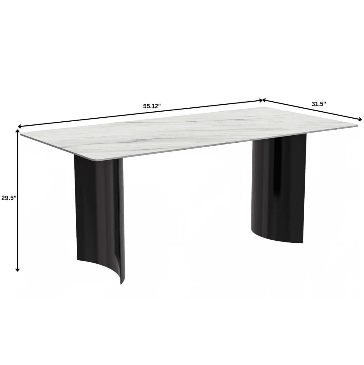 Zara Rectangular Dining Table with Glass/Sintered Stone Top and Stainless Steel Base