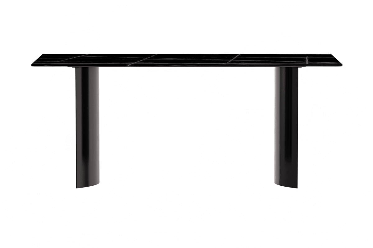Zara Rectangular Dining Table with Glass/Sintered Stone Top and Stainless Steel Base