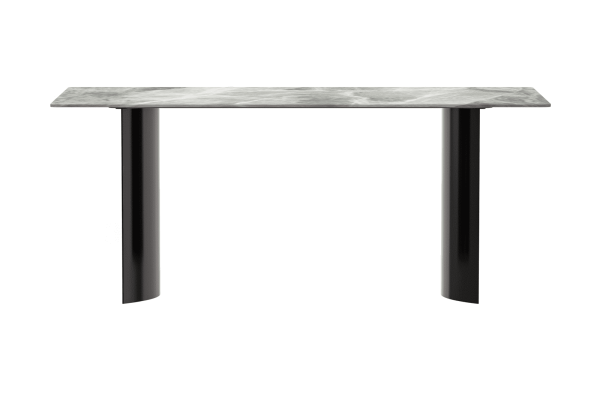 Zara Rectangular Dining Table with Glass/Sintered Stone Top and Stainless Steel Base